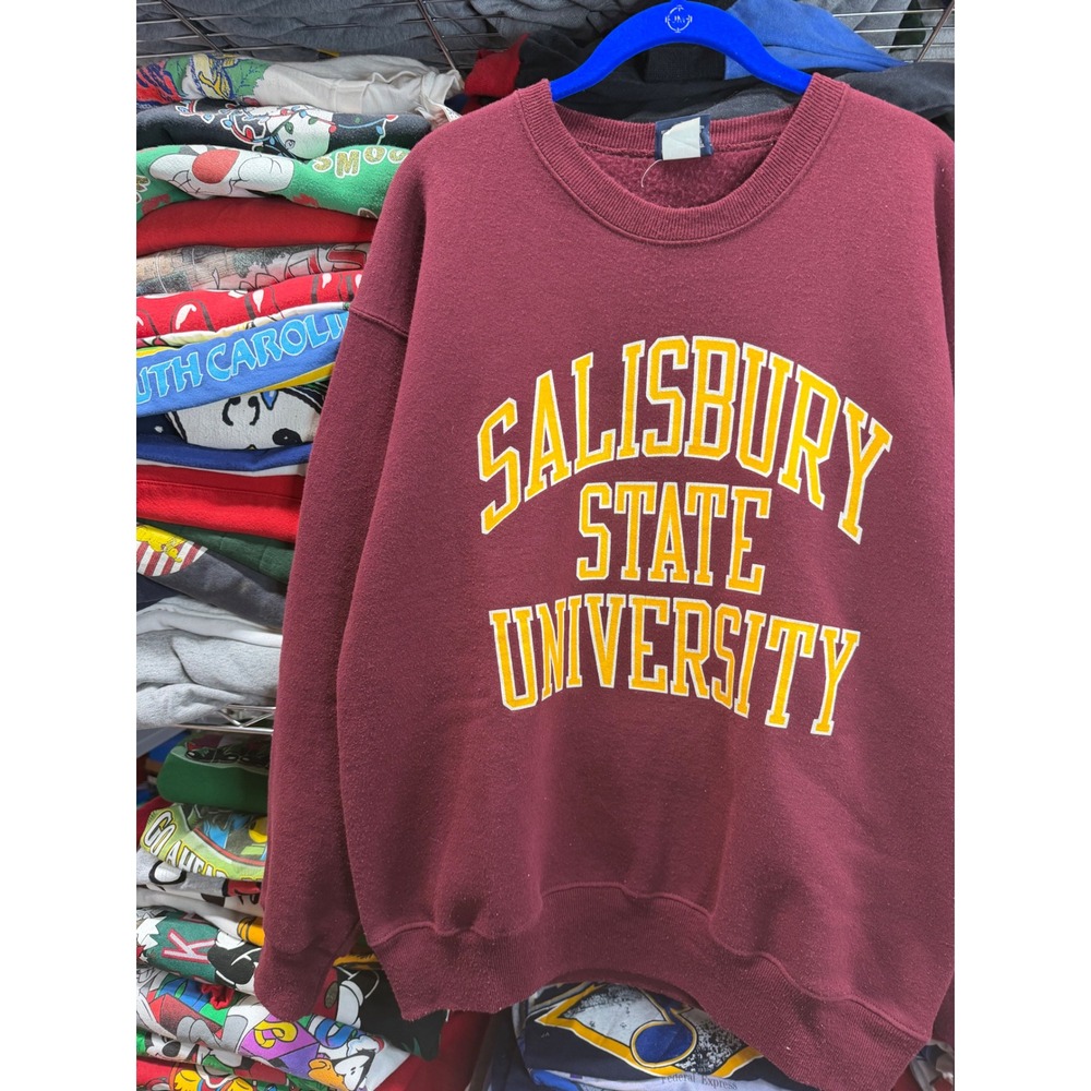 Vintage 90s JanSport Salisbury State University Sweatshirt Large Maroon USA Made